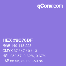 カラーコード: HEX #8C76DF | qconv.com