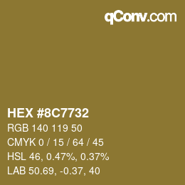 Código de color: HEX #8C7732 | qconv.com