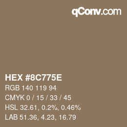 Farbcode: HEX #8C775E | qconv.com