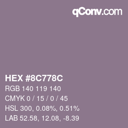 Color code: HEX #8C778C | qconv.com