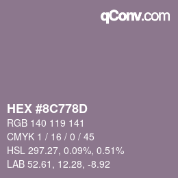 Color code: HEX #8C778D | qconv.com