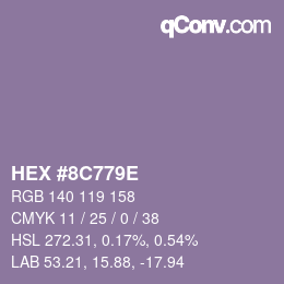 Color code: HEX #8C779E | qconv.com