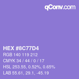 Color code: HEX #8C77D4 | qconv.com