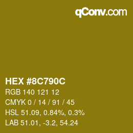 Color code: HEX #8C790C | qconv.com