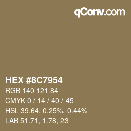 Color code: HEX #8C7954 | qconv.com