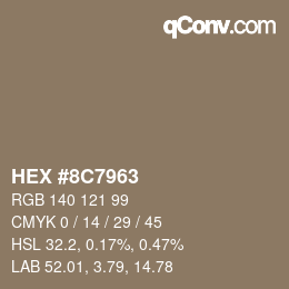 Color code: HEX #8C7963 | qconv.com