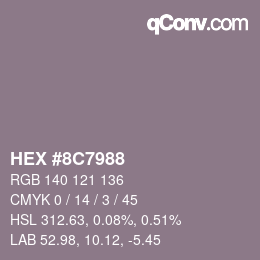 Farbcode: HEX #8C7988 | qconv.com