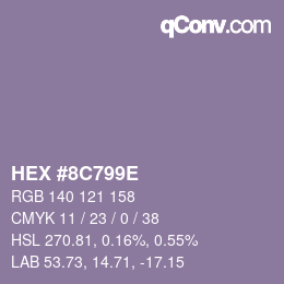 Color code: HEX #8C799E | qconv.com
