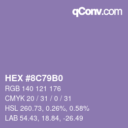 カラーコード: HEX #8C79B0 | qconv.com