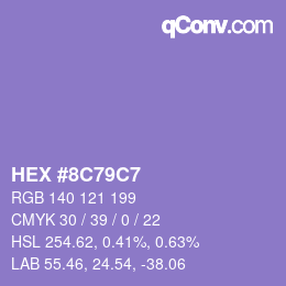 Color code: HEX #8C79C7 | qconv.com