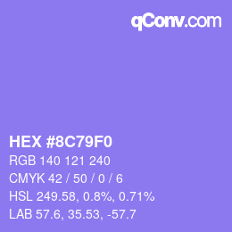 Color code: HEX #8C79F0 | qconv.com