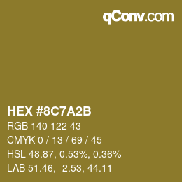 Color code: HEX #8C7A2B | qconv.com