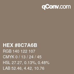 Color code: HEX #8C7A6B | qconv.com