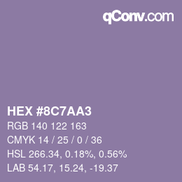 Color code: HEX #8C7AA3 | qconv.com