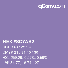 カラーコード: HEX #8C7AB2 | qconv.com