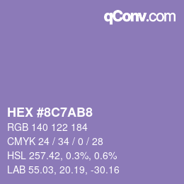 Color code: HEX #8C7AB8 | qconv.com