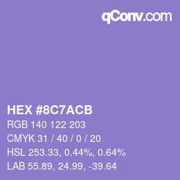 Color code: HEX #8C7ACB | qconv.com