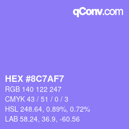 カラーコード: HEX #8C7AF7 | qconv.com