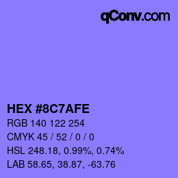 カラーコード: HEX #8C7AFE | qconv.com
