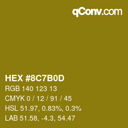 Color code: HEX #8C7B0D | qconv.com