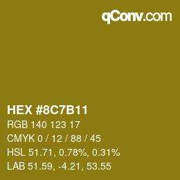 Color code: HEX #8C7B11 | qconv.com