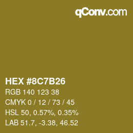 Color code: HEX #8C7B26 | qconv.com