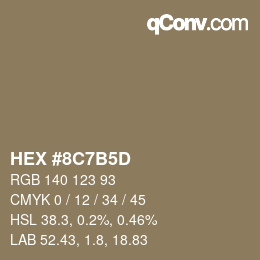 Color code: HEX #8C7B5D | qconv.com