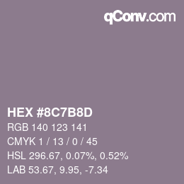 Color code: HEX #8C7B8D | qconv.com