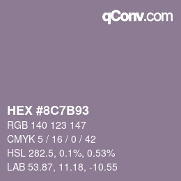 Color code: HEX #8C7B93 | qconv.com