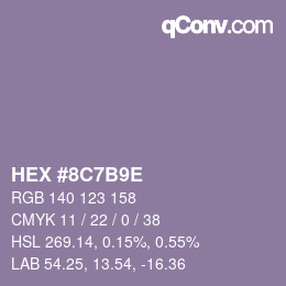Color code: HEX #8C7B9E | qconv.com