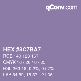 Color code: HEX #8C7BA7 | qconv.com