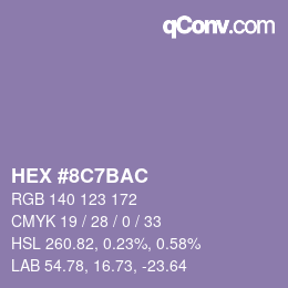 Color code: HEX #8C7BAC | qconv.com