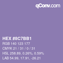 Color code: HEX #8C7BB1 | qconv.com