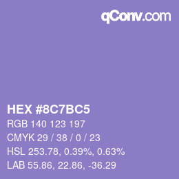 Color code: HEX #8C7BC5 | qconv.com