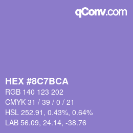 Color code: HEX #8C7BCA | qconv.com
