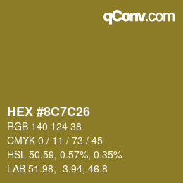 Color code: HEX #8C7C26 | qconv.com