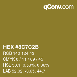 Color code: HEX #8C7C2B | qconv.com