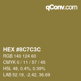 カラーコード: HEX #8C7C3C | qconv.com