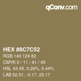 Color code: HEX #8C7C52 | qconv.com