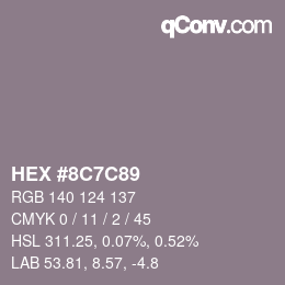 Color code: HEX #8C7C89 | qconv.com