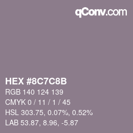 Color code: HEX #8C7C8B | qconv.com