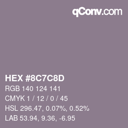 カラーコード: HEX #8C7C8D | qconv.com