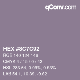 Farbcode: HEX #8C7C92 | qconv.com