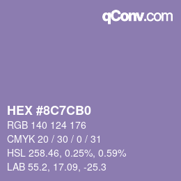 Color code: HEX #8C7CB0 | qconv.com