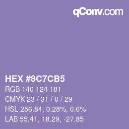 Color code: HEX #8C7CB5 | qconv.com