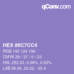 Color code: HEX #8C7CC4 | qconv.com