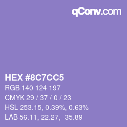 Color code: HEX #8C7CC5 | qconv.com