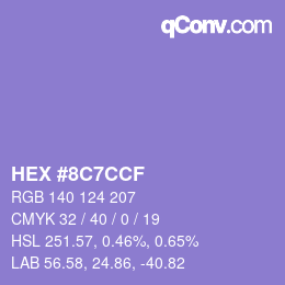 Color code: HEX #8C7CCF | qconv.com