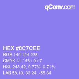 Color code: HEX #8C7CEE | qconv.com