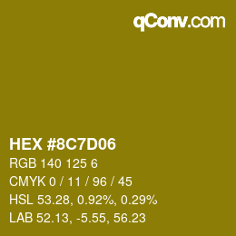 Color code: HEX #8C7D06 | qconv.com